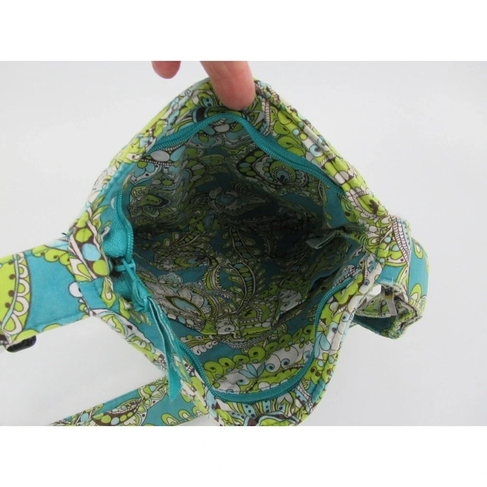 Vera Bradley Crossbody Bag Purse Peacock Green and Blue Floral Iconic Hipster‎